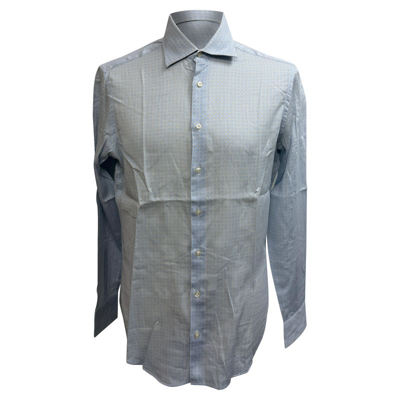 Etro Patterned Button-Down Shirt In Light Blue Cotton